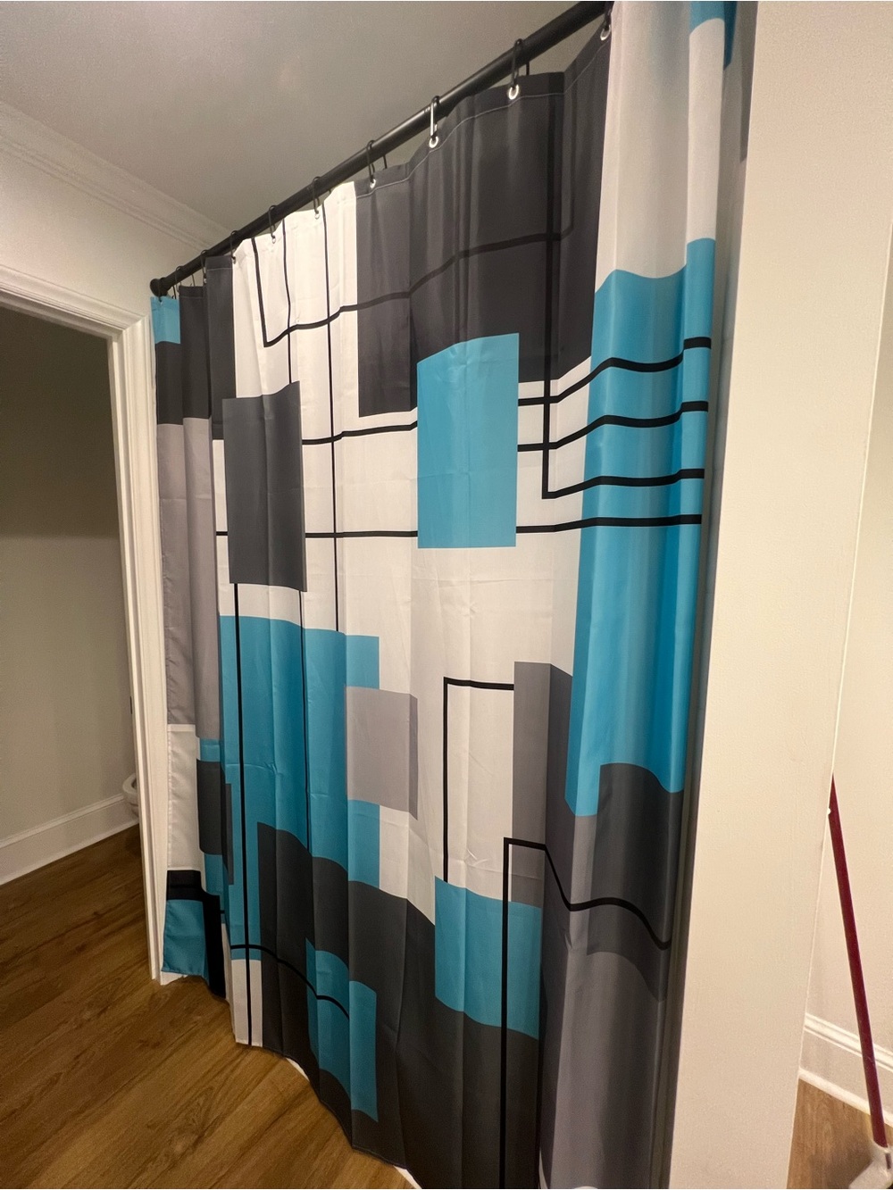 Blue & Gray Geometric Shower Curtain - Home Bath 72” x 84”